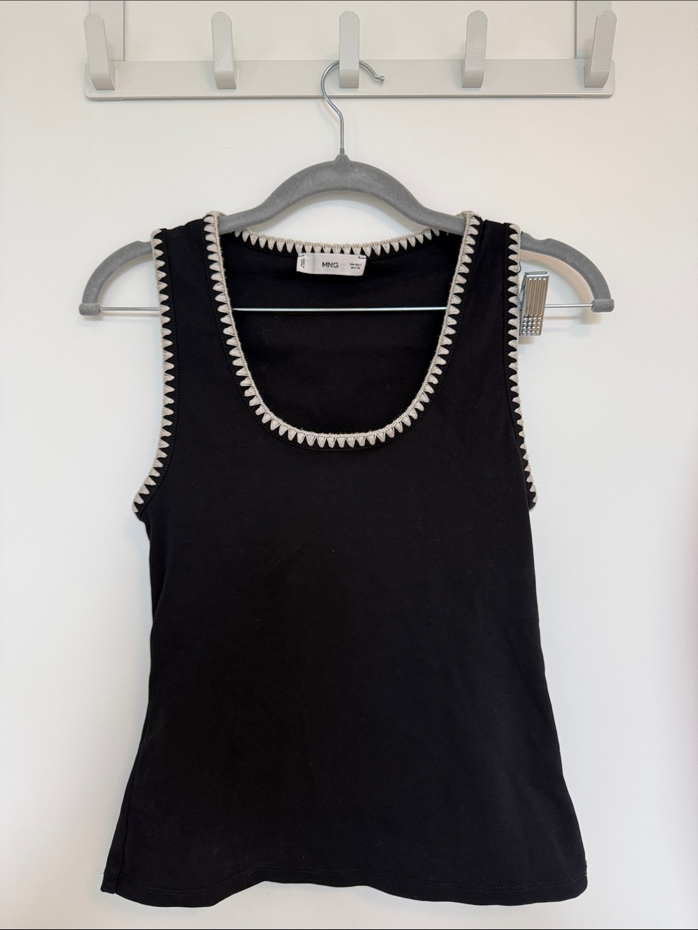 Mango Black Tank Top with white trim S